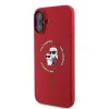 Coque arrière en silicone Karl Lagerfeld Karl & Choupette Heads Ring avec MagSafe pour Apple iPhone 16 Plus - Rouge 2