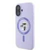 Coque arrière en silicone Karl Lagerfeld Karl & Choupette Heads Ring avec MagSafe pour Apple iPhone 16 Plus - Violet 2