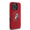 Coque arrière en silicone Karl Lagerfeld Karl & Choupette Heads Ring avec MagSafe pour Apple iPhone 16 Pro Max - Rouge 2
