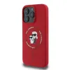 Coque arrière en silicone Karl Lagerfeld Karl & Choupette Heads Ring avec MagSafe pour Apple iPhone 16 Pro Max - Rouge 3