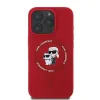 Coque arrière en silicone Karl Lagerfeld Karl & Choupette Heads Ring avec MagSafe pour Apple iPhone 16 Pro Max - Rouge 4