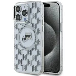 Coque arrière Karl Lagerfeld IML Monogram Karl & Choupette Head avec MagSafe pour Apple iPhone 15 Pro - Transparent