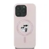 Coque arrière en silicone Karl Lagerfeld Karl & Choupette Heads Ring avec MagSafe pour Apple iPhone 16 Pro Max - Rose 4