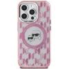 Coque arrière Karl Lagerfeld IML Monogram Karl & Choupette Head avec MagSafe pour Apple iPhone 15 - Rose