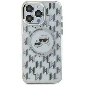Coque arrière Karl Lagerfeld IML Monogram Karl & Choupette Head avec MagSafe pour Apple iPhone 15 - Transparent