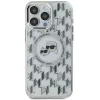 Coque arrière Karl Lagerfeld IML Monogram Karl & Choupette Head avec MagSafe pour Apple iPhone 16 - Transparent