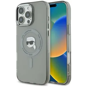 Coque arrière Karl Lagerfeld IML Metal Karl Head avec MagSafe pour Apple iPhone 16 Pro - Noir