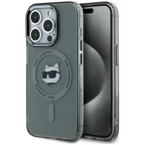Coque arrière Karl Lagerfeld IML Metal Choupette Head avec MagSafe pour Apple iPhone 15 Pro - Noir