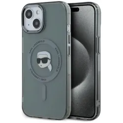 Coque arrière Karl Lagerfeld IML Metal Karl Head avec MagSafe pour Apple iPhone 15 - Noir