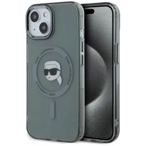 Coque arrière Karl Lagerfeld IML Metal Karl Head avec MagSafe pour Apple iPhone 15 - Noir