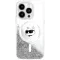 Coque arrière Karl Lagerfeld Liquid Glitter Choupette Head avec MagSafe pour Apple iPhone 16 - Transparent
