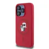 Coque arrière en silicone Karl Lagerfeld Karl & Choupette Heads Ring avec MagSafe pour Apple iPhone 15 Pro - Rouge 2