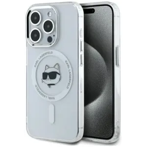 Coque arrière Karl Lagerfeld IML Metal Choupette Head avec MagSafe pour Apple iPhone 15 Pro - Blanc