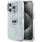 Coque arrière Karl Lagerfeld IML Metal Choupette Head avec MagSafe pour Apple iPhone 15 Pro - Blanc