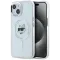 Coque arrière Karl Lagerfeld IML Metal Choupette Head avec MagSafe pour Apple iPhone 15 Plus - Blanc