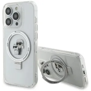 Coque arrière rigide Karl Lagerfeld Ring Stand Karl & Choupette avec MagSafe pour Apple iPhone 15 Pro - Blanc