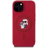 Coque arrière en silicone Karl Lagerfeld Karl & Choupette Heads Ring avec MagSafe pour Apple iPhone 15 - Rouge 3