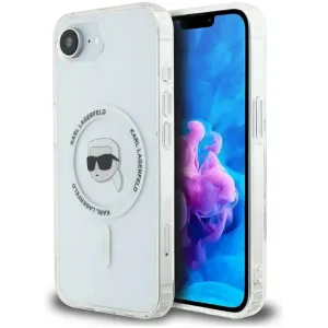 Coque arrière Karl Lagerfeld IML Metal Karl Head avec MagSafe pour Apple iPhone 17e/16e - Blanc