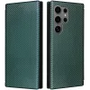 Coque portefeuille Phonesta Carbon Fiber Skin pour Samsung Galaxy S25 Ultra - Vert foncé