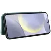Coque portefeuille Phonesta Carbon Fiber Skin pour Samsung Galaxy S25 Plus - Vert foncé 2