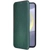Coque portefeuille Phonesta Carbon Fiber Skin pour Samsung Galaxy S25 Plus - Vert foncé 7