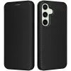 Coque portefeuille Phonesta Carbon Fiber Skin pour Samsung Galaxy S24 FE - Noir