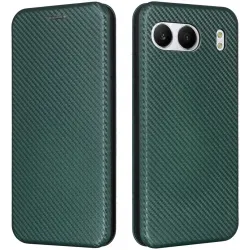 Coque portefeuille Phonesta Carbon Fiber Skin pour OnePlus Nord 4 - Vert foncé