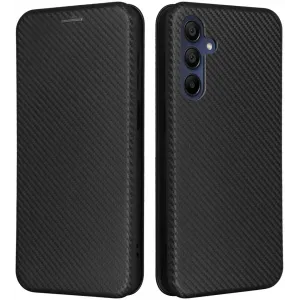 Coque portefeuille Phonesta Carbon Fiber Skin pour Samsung Galaxy A16 - Noir