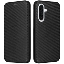 Coque portefeuille Phonesta Carbon Fiber Skin pour Samsung Galaxy A56 - Noir