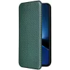 Coque portefeuille Phonesta Carbon Fiber Skin pour Xiaomi Poco X7 Pro - Vert foncé 7