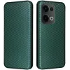 Coque portefeuille Phonesta Carbon Fiber Skin pour Oppo Reno13 - Vert foncé 0