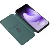 Coque portefeuille Phonesta Carbon Fiber Skin pour Oppo Reno13 - Vert foncé 1