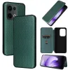 Coque portefeuille Phonesta Carbon Fiber Skin pour Oppo Reno13 - Vert foncé 6