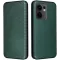 Coque portefeuille Phonesta Carbon Fiber Skin pour Oppo Reno13 F 4G/5G / Reno13 FS 5G - Vert foncé