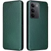 Coque portefeuille Phonesta Carbon Fiber Skin pour Realme 14x / C75 - Vert foncé