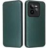 Coque portefeuille Phonesta Carbon Fiber Skin pour Realme GT 7 Pro - Vert foncé 0