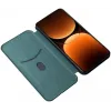 Coque portefeuille Phonesta Carbon Fiber Skin pour Realme GT 7 Pro - Vert foncé 2