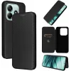 Coque portefeuille Phonesta Carbon Fiber Skin pour Xiaomi Redmi Note 14 4G - Noir