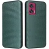 Coque portefeuille Phonesta Carbon Fiber Skin pour Motorola Edge 50 Fusion - Vert foncé