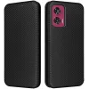Coque portefeuille Phonesta Carbon Fiber Skin pour Motorola Edge 50 Fusion - Noir