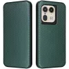Coque portefeuille Phonesta Carbon Fiber Skin pour Motorola Edge 50 Ultra - Vert foncé 0