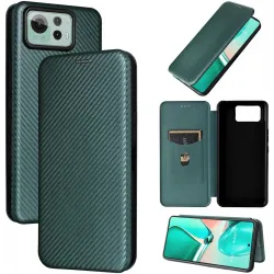 Coque portefeuille Phonesta Carbon Fiber Skin pour Asus Zenfone 12 Ultra - Vert foncé