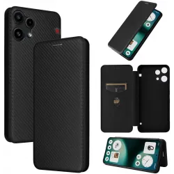 Coque portefeuille Phonesta Carbon Fiber Skin pour Nothing Phone (3a) Lite - Noir