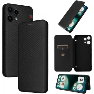 Coque portefeuille Phonesta Carbon Fiber Skin pour Nothing Phone (3a) Lite - Noir