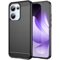 Coque arrière en silicone Phonesta Carbon pour Oppo Reno13 - Noir