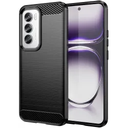 Coque arrière en silicone Phonesta Carbon pour Oppo Reno12 Pro - Noir