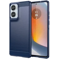 Coque arrière en silicone Phonesta Carbon pour Motorola Edge 50 Fusion - Bleu
