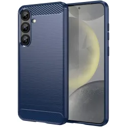 Coque arrière en silicone Phonesta Carbon pour Samsung Galaxy S25 Plus/S24 Plus - Bleu
