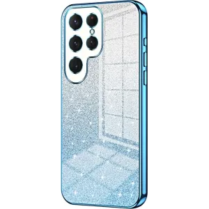 Coque arrière en silicone Phonesta Crystal Sparkle pour Samsung Galaxy S25 Ultra - Bleu