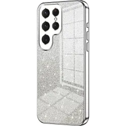 Coque arrière en silicone Phonesta Crystal Sparkle pour Samsung Galaxy S25 Ultra - Argent